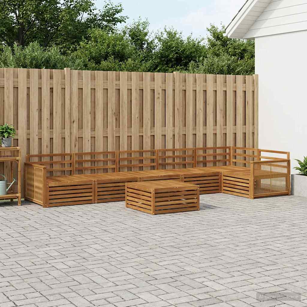 vidaXL Conjunto de sofás de exterior 7 uds. Natural
