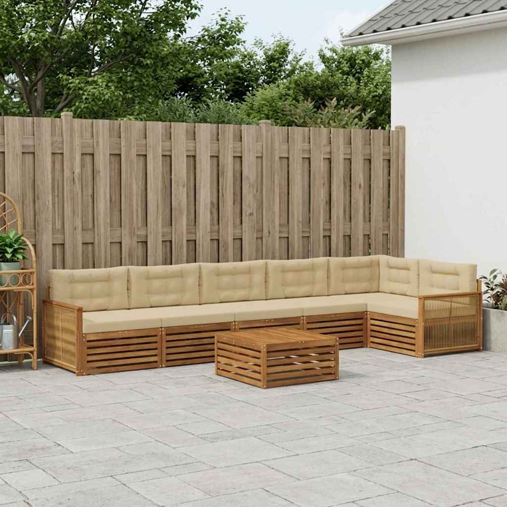 vidaXL Conjunto de sofás de exterior 7 uds. Natural y Beige