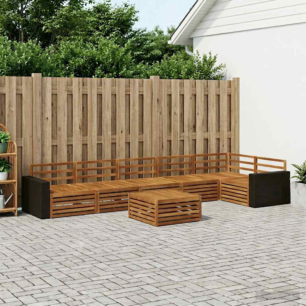 vidaXL Conjunto de sofás de exterior 7 uds. Natural