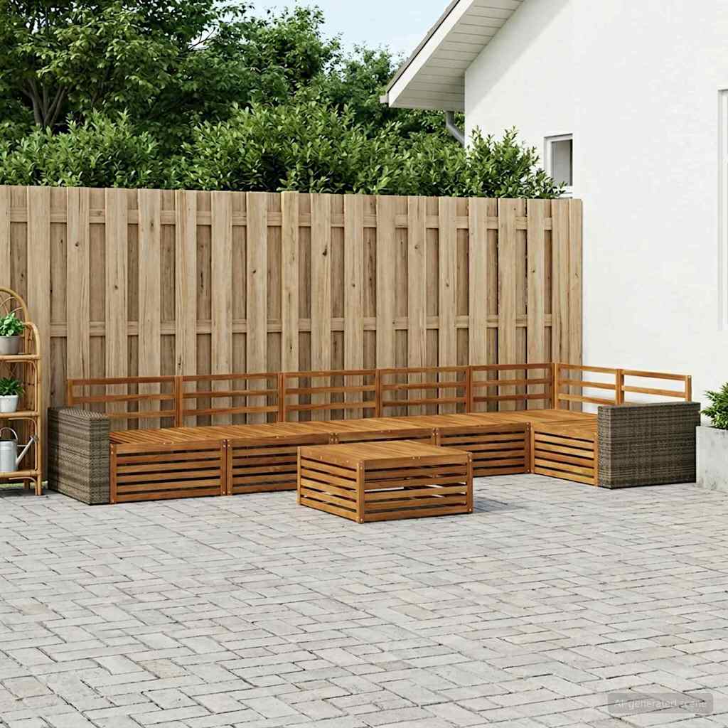 vidaXL Conjunto de sofás de exterior 7 uds. Natural