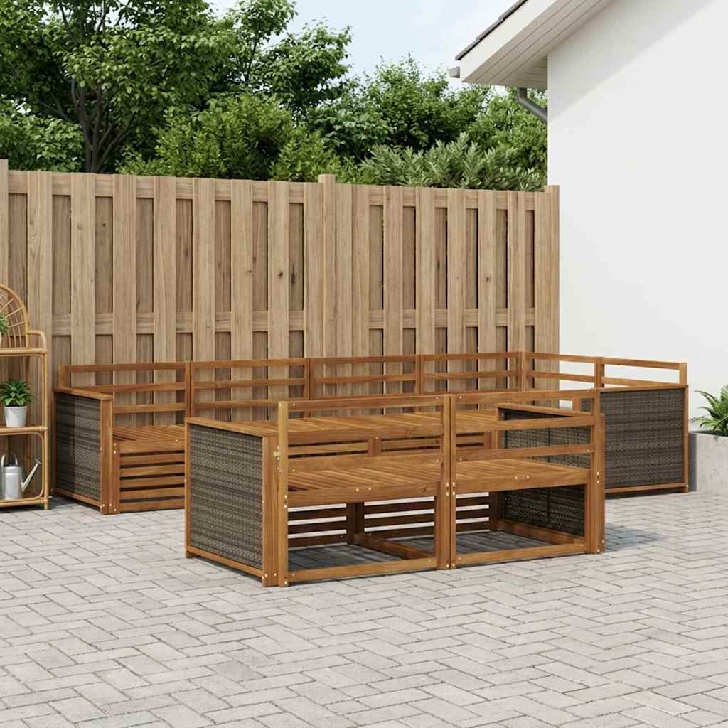 vidaXL Conjunto de sofás de exterior 7 uds. Natural