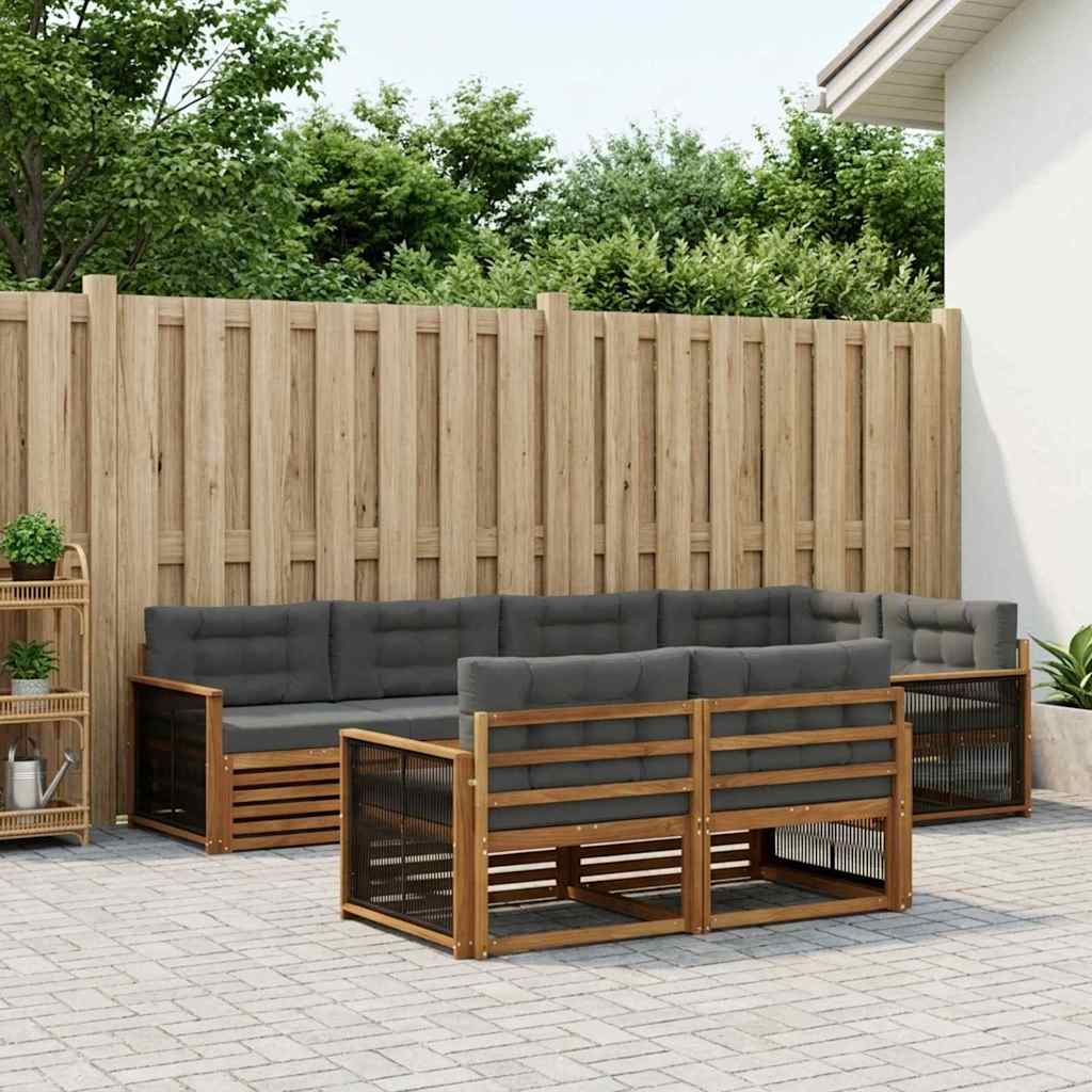 vidaXL Conjunto de sofás de exterior 7 uds. Natural y Antracita
