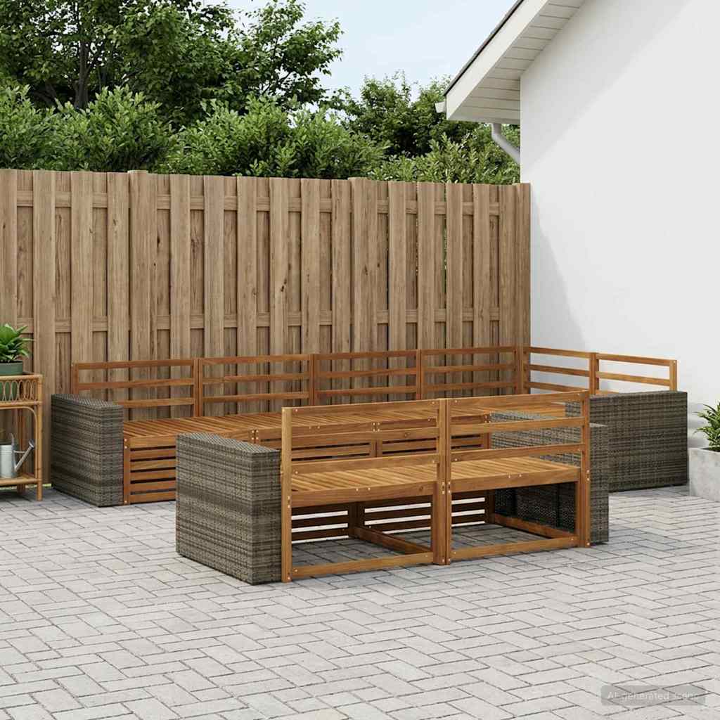vidaXL Conjunto de sofás de exterior 7 uds. Natural