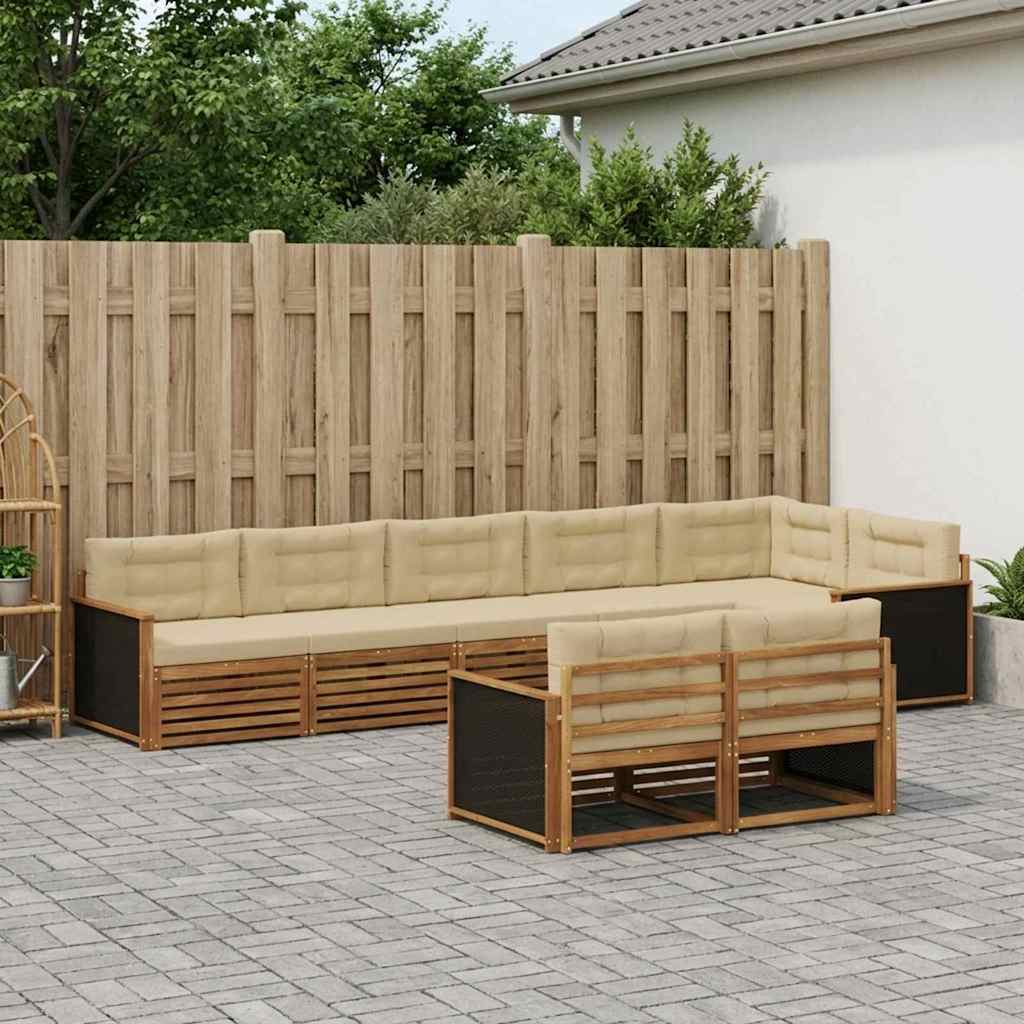 vidaXL Conjunto de sofás de exterior 8 uds. Natural y Beige
