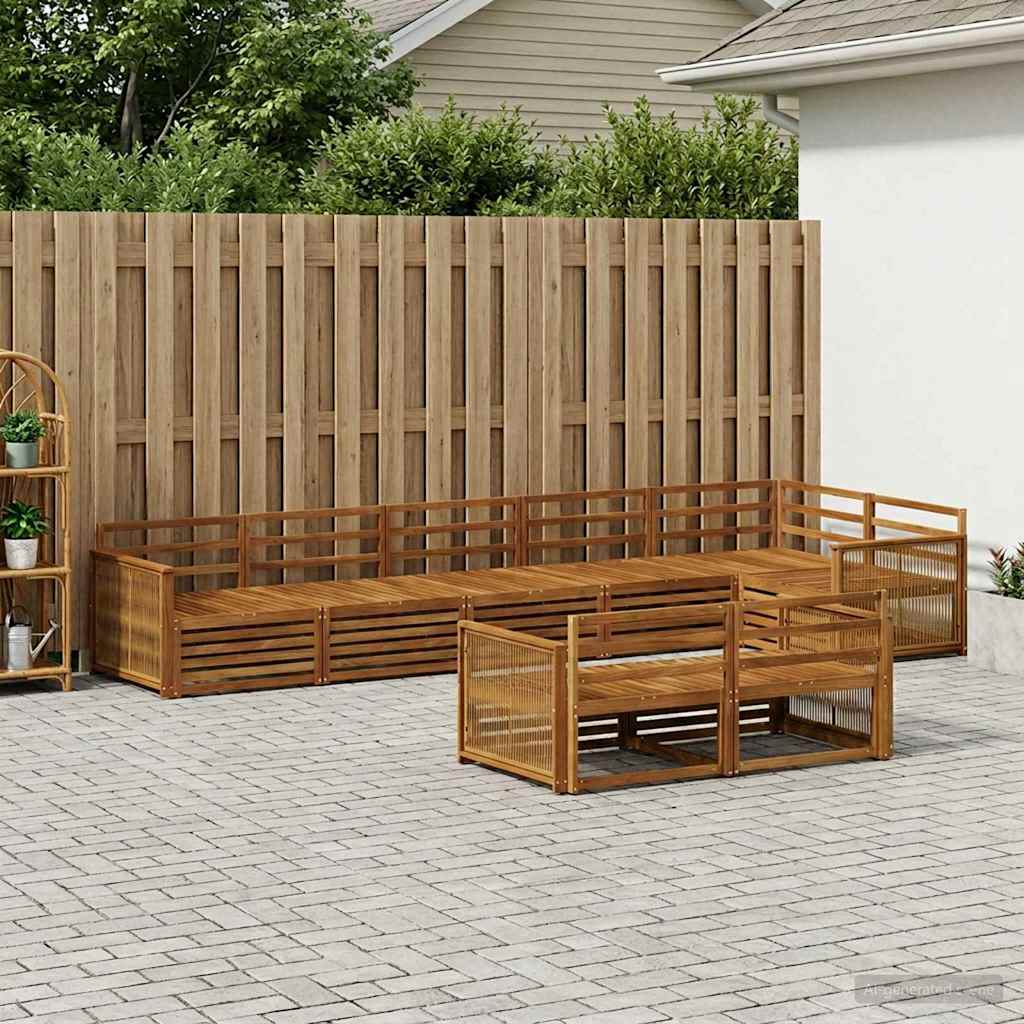 vidaXL Conjunto de sofás de exterior 8 uds. Natural