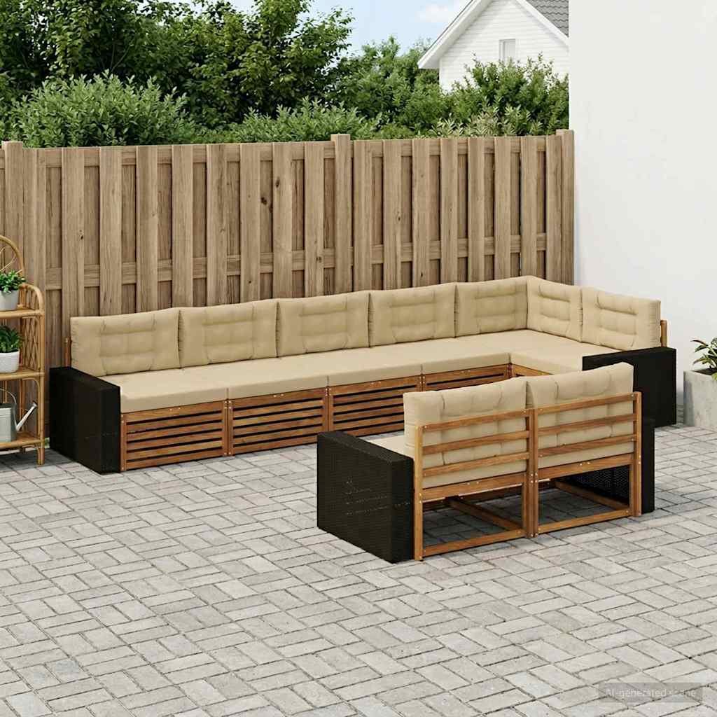 vidaXL Conjunto de sofás de exterior 8 uds. Natural y Beige