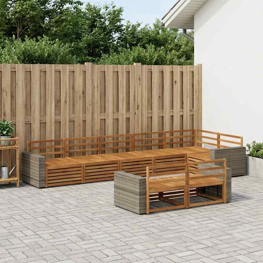 vidaXL Conjunto de sofás de exterior 8 uds. Natural