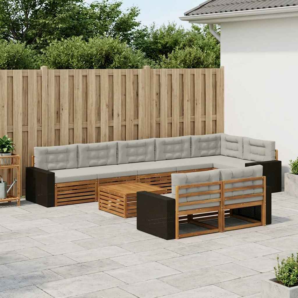 vidaXL Conjunto de sofás de exterior 9 uds.