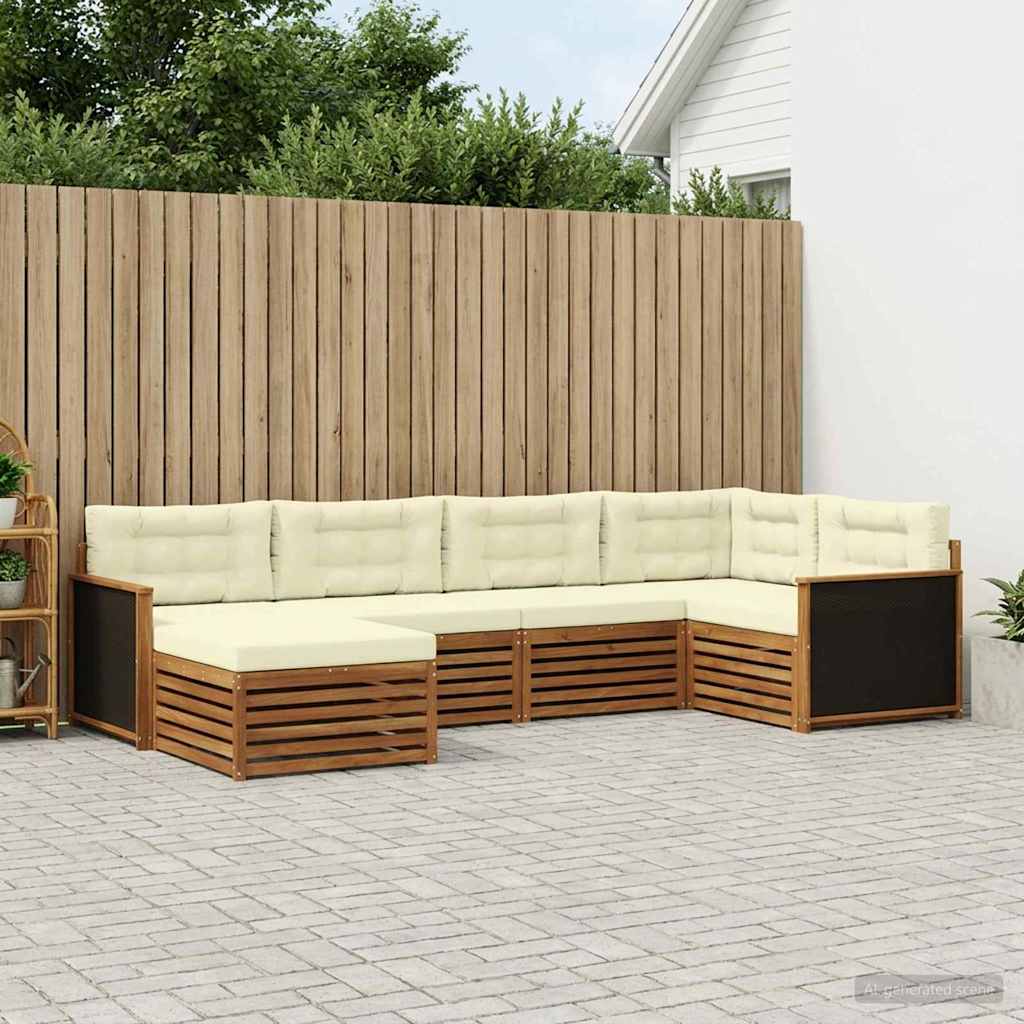 vidaXL Conjunto de sofás de exterior 6 uds. Natural y Crema