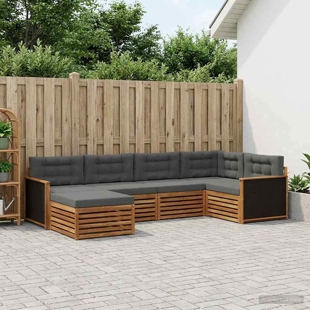 vidaXL Conjunto de sofás de exterior 6 uds. Natural y Antracita