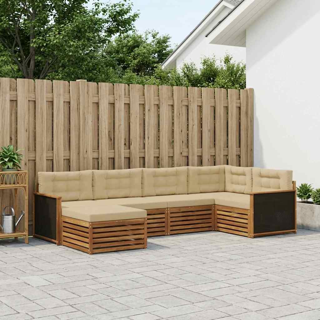 vidaXL Conjunto de sofás de exterior 6 uds. Natural y Beige