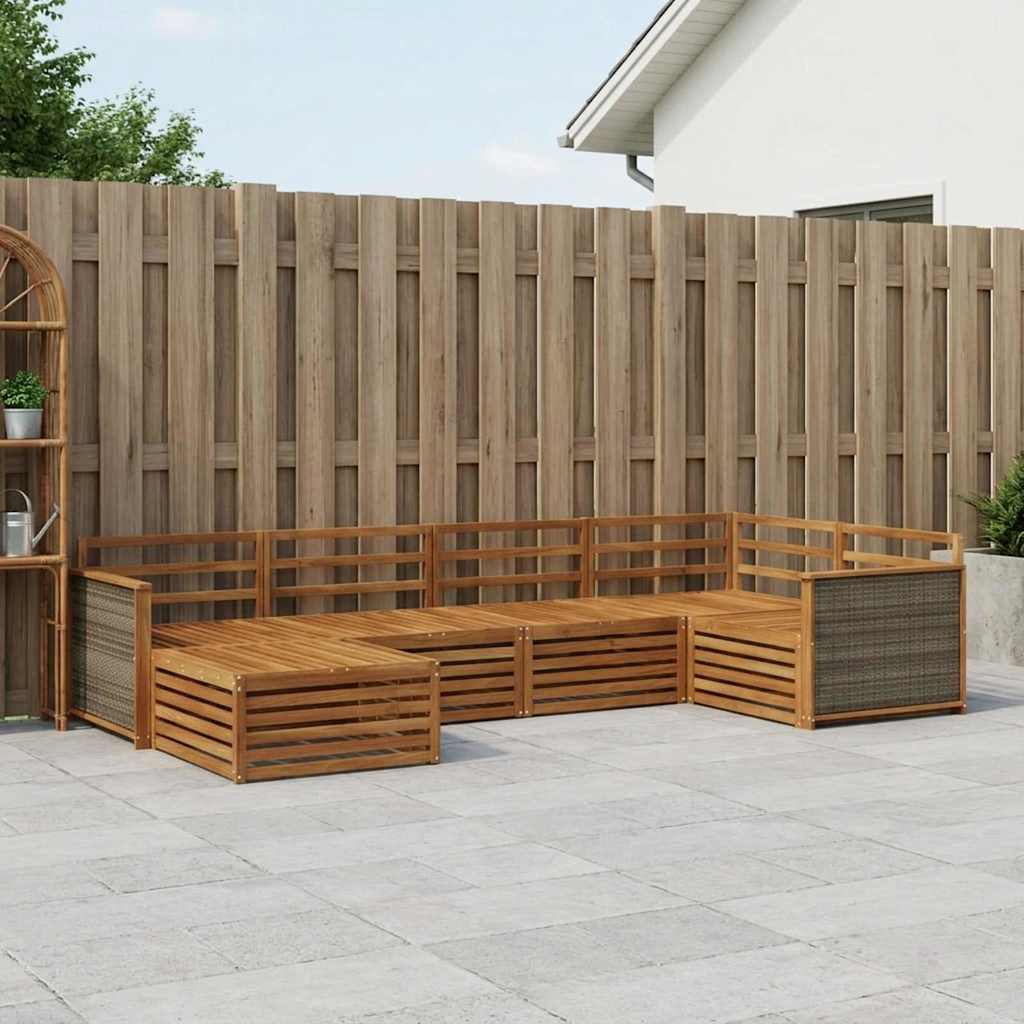 vidaXL Conjunto de sofás de exterior 6 uds. Natural