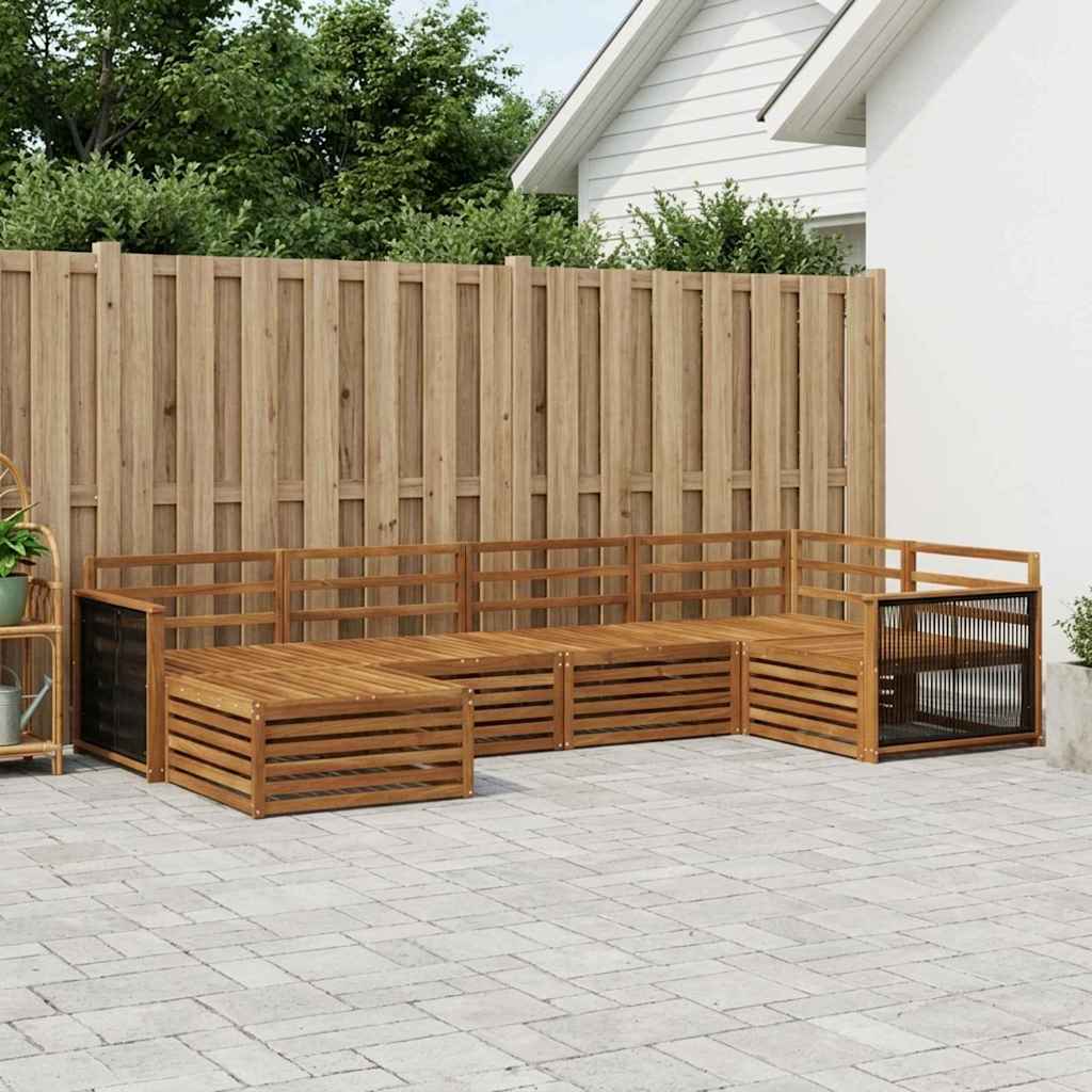 vidaXL Conjunto de sofás de exterior 6 uds. Natural