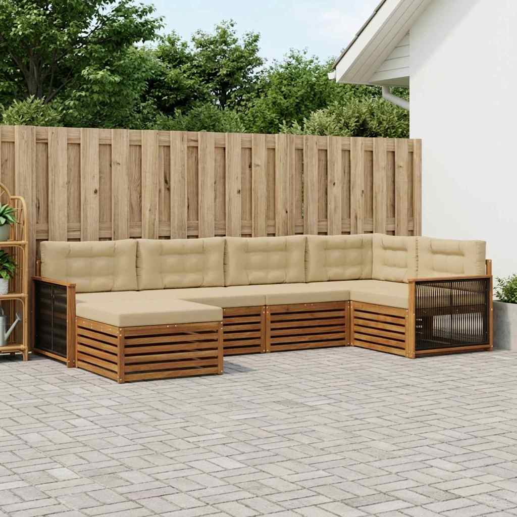 vidaXL Conjunto de sofás de exterior 6 uds. Natural y Beige