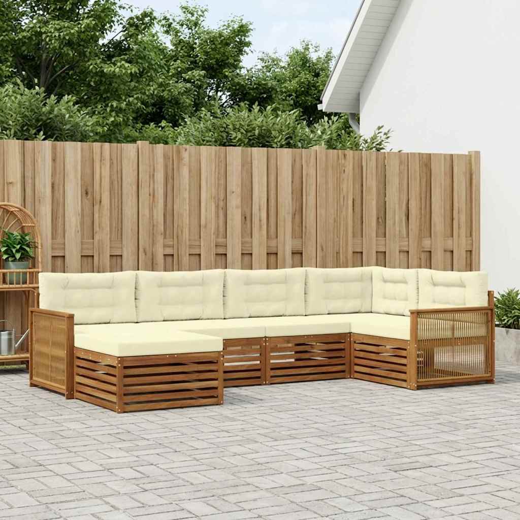 vidaXL Conjunto de sofás de exterior 6 uds. Natural y Crema