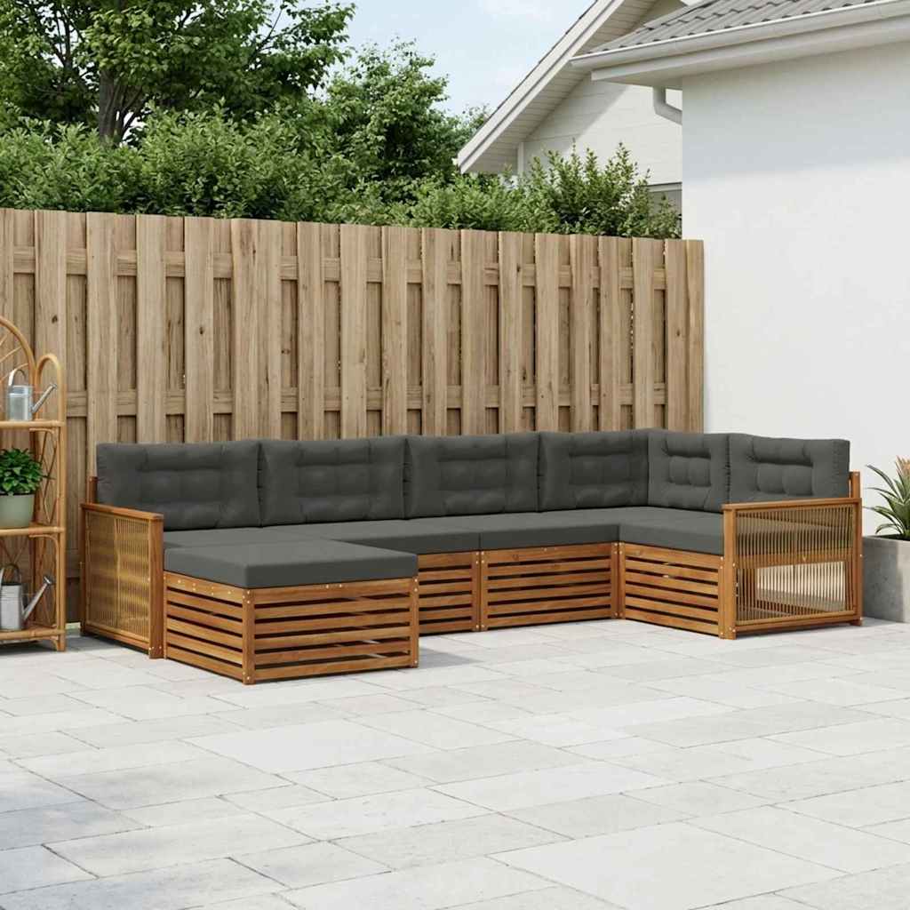 vidaXL Conjunto de sofás de exterior 6 uds. Natural y Antracita