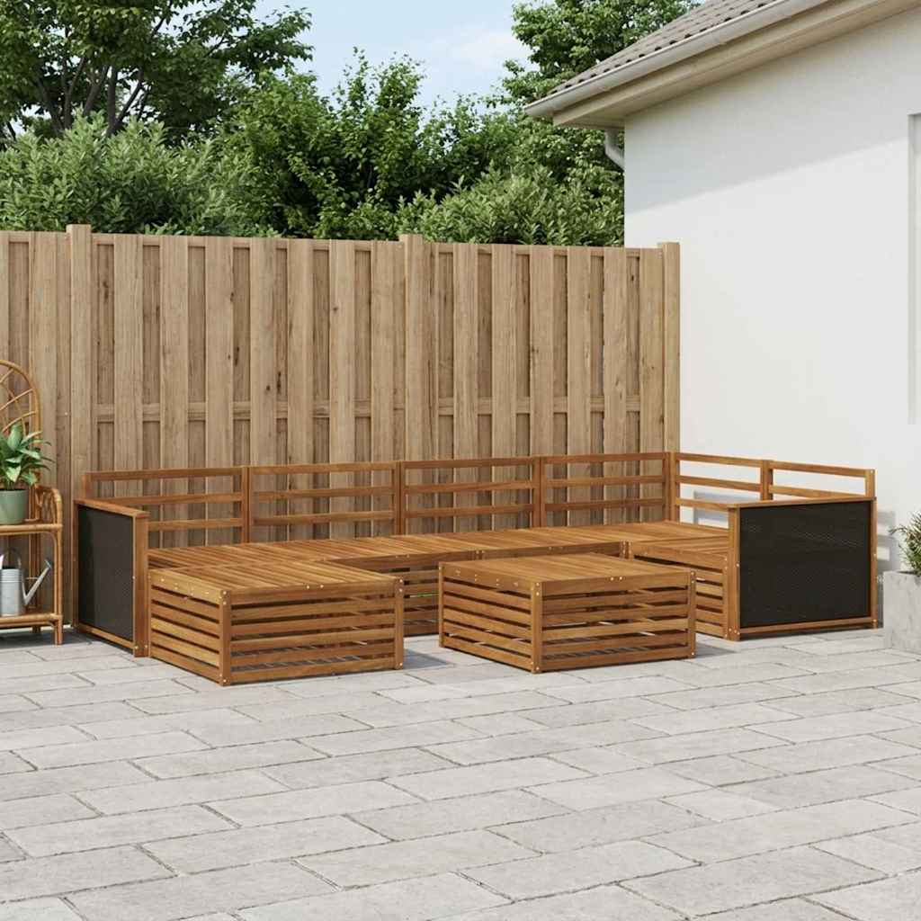 vidaXL Conjunto de sofás de exterior 7 uds. Natural