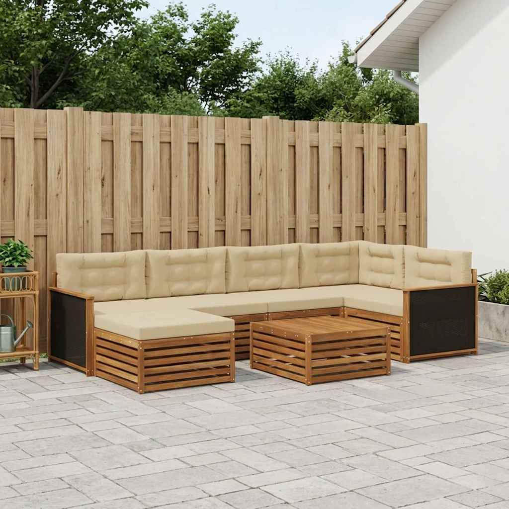 vidaXL Conjunto de sofás de exterior 7 uds. Natural y Beige