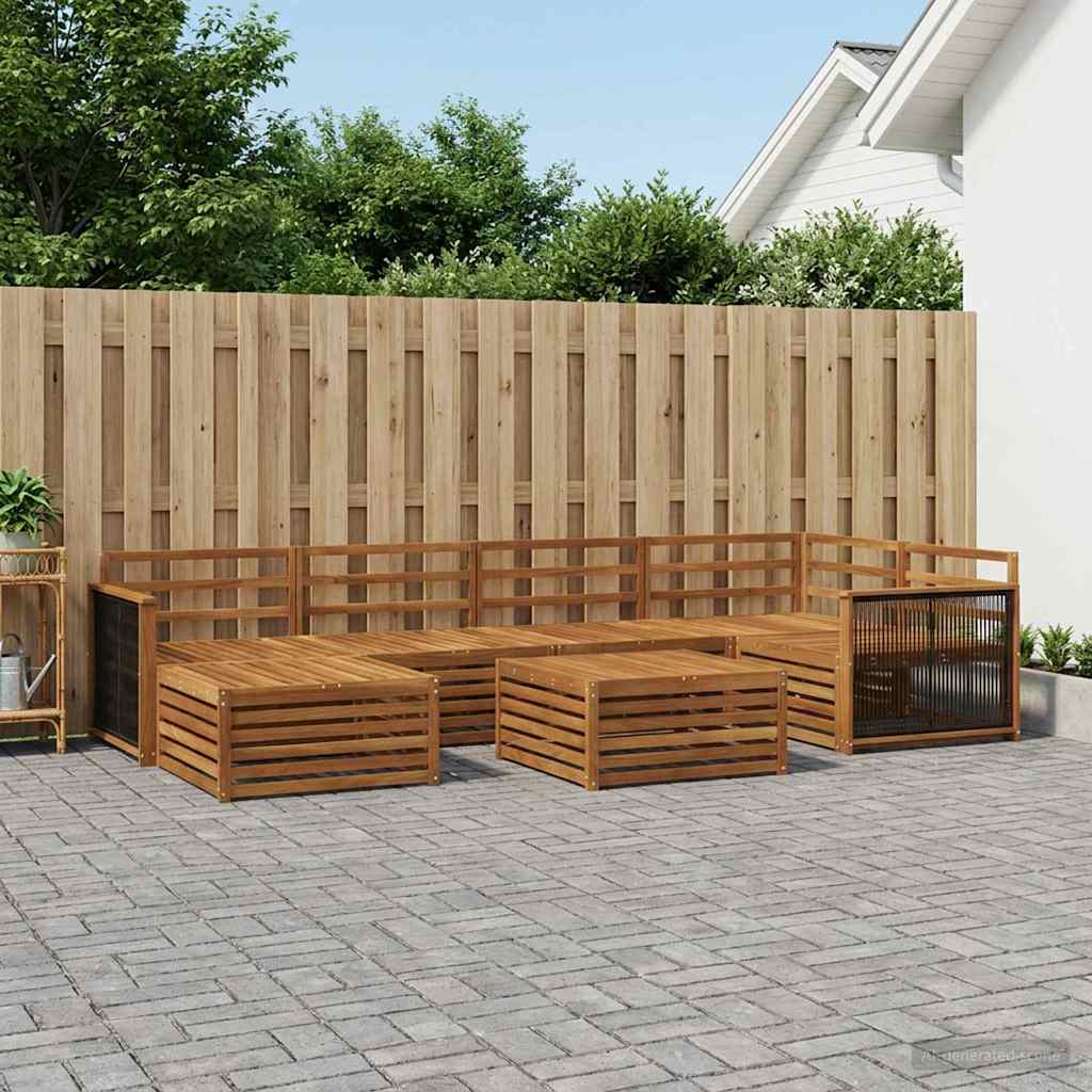 vidaXL Conjunto de sofás de exterior 7 uds. Natural