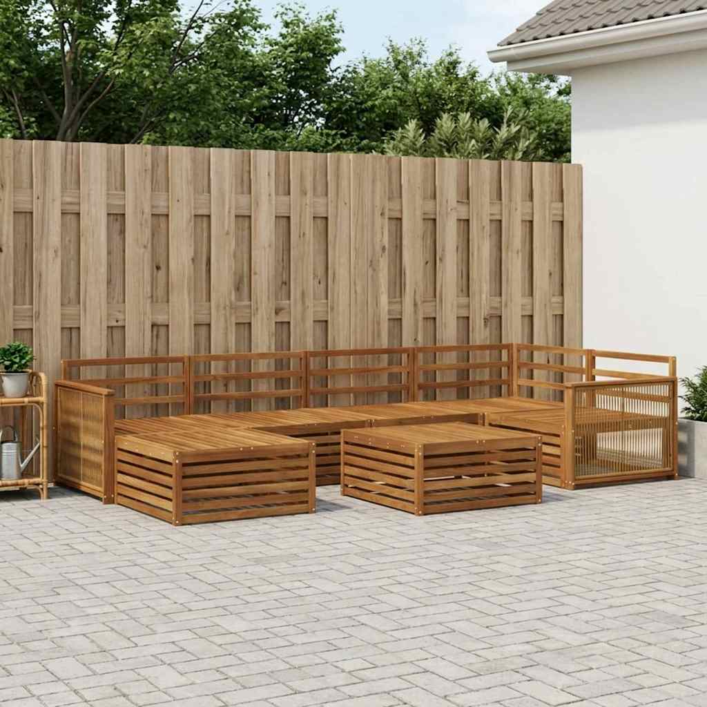 vidaXL Conjunto de sofás de exterior 7 uds. Natural