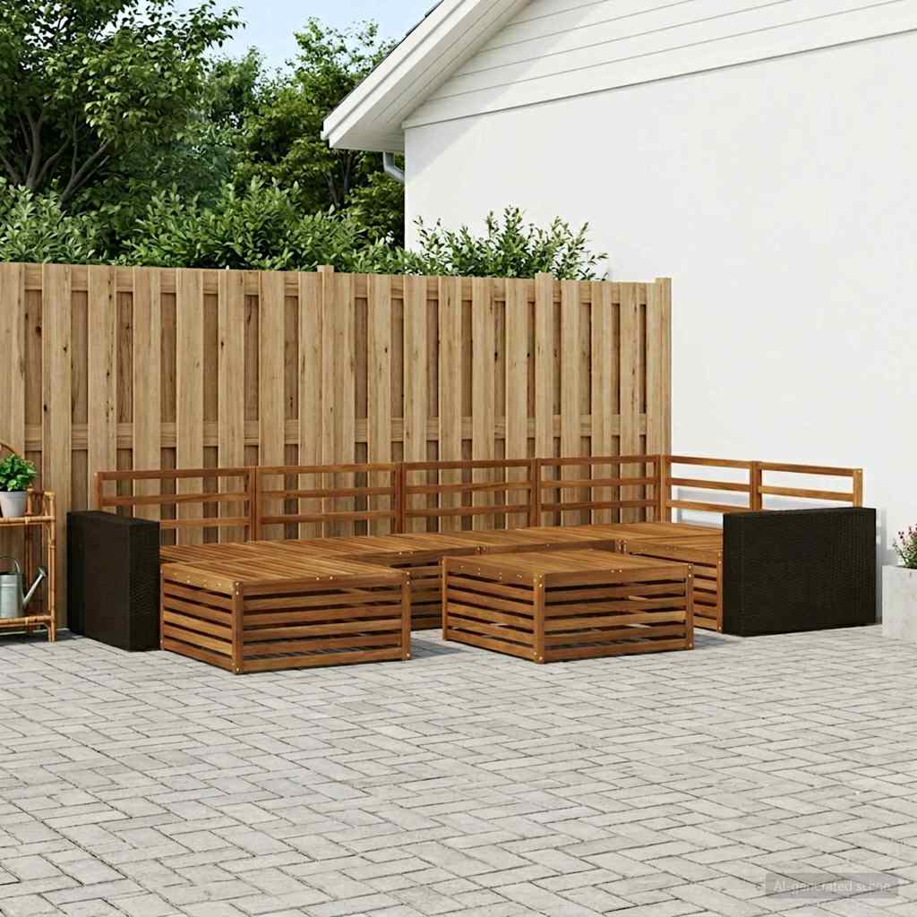 vidaXL Conjunto de sofás de exterior 7 uds. Natural