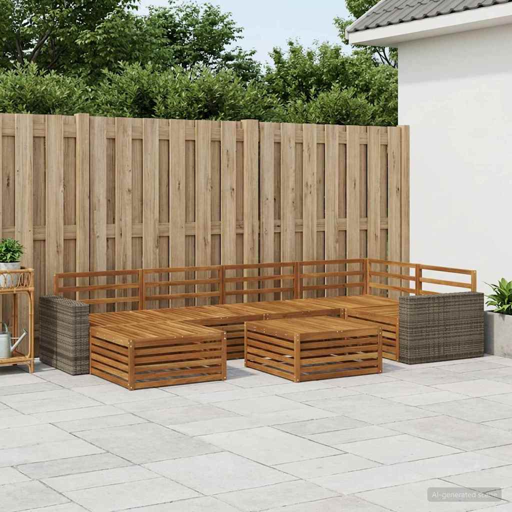 vidaXL Conjunto de sofás de exterior 7 uds. Natural