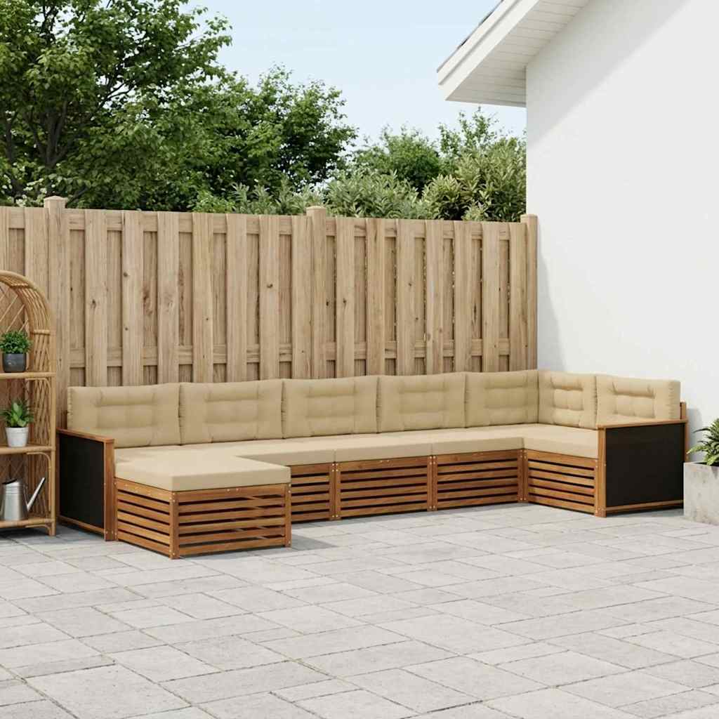 vidaXL Conjunto de sofás de exterior 7 uds. Natural y Beige