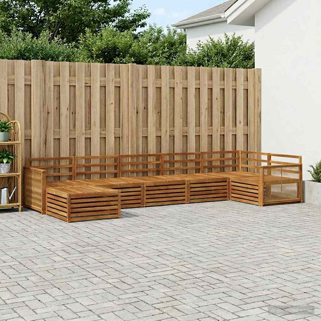 vidaXL Conjunto de sofás de exterior 7 uds. Natural
