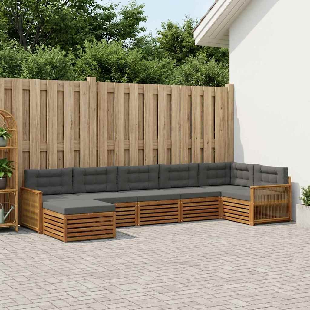 vidaXL Conjunto de sofás de exterior 7 uds. Natural y Antracita