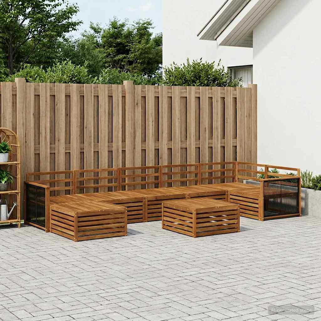 vidaXL Conjunto de sofás de exterior 8 uds. Natural