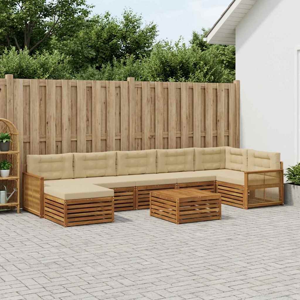vidaXL Conjunto de sofás de exterior 8 uds. Natural y Beige