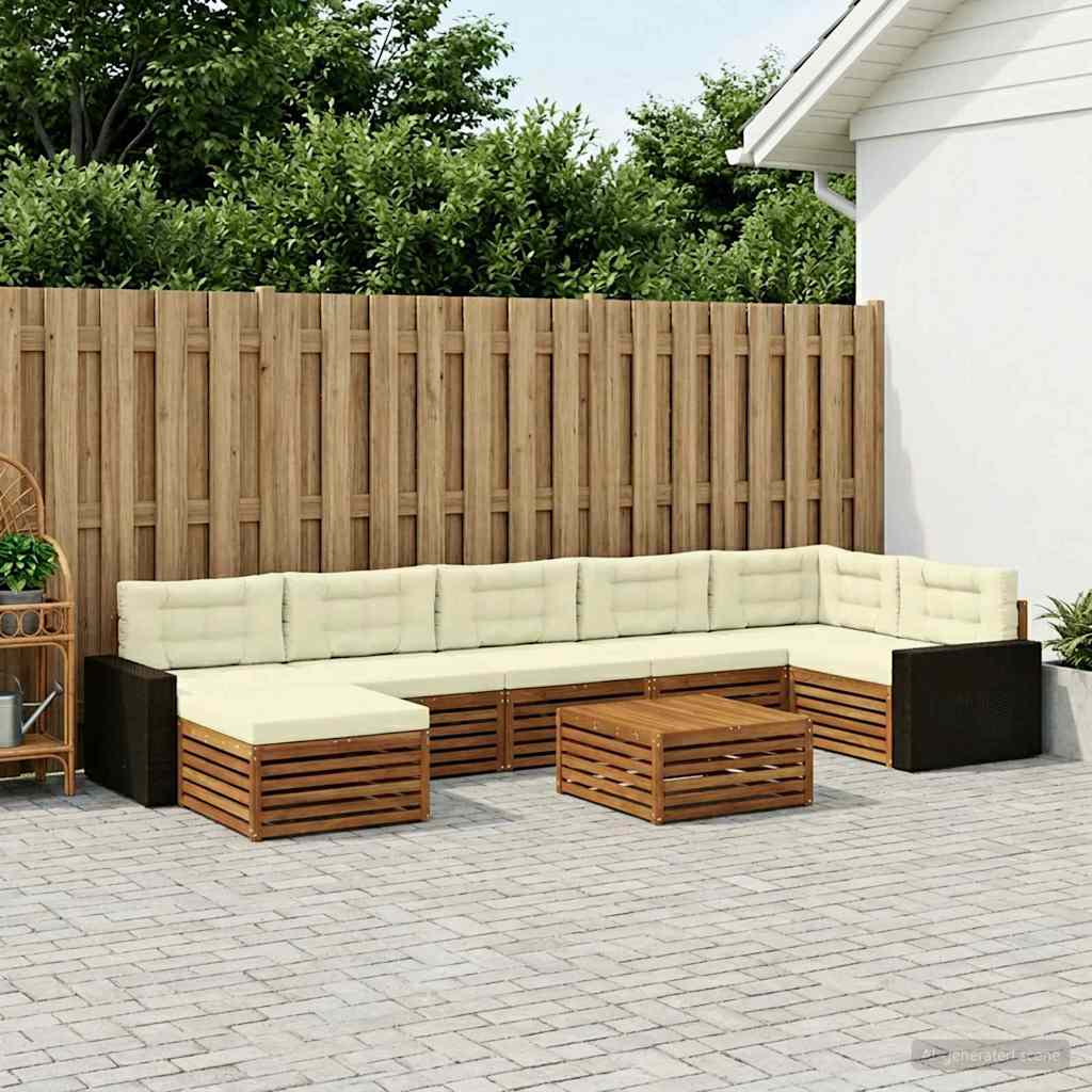 vidaXL Conjunto de sofás de exterior 8 uds. Natural y Crema