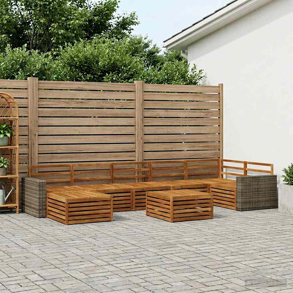 vidaXL Conjunto de sofás de exterior 8 uds. Natural