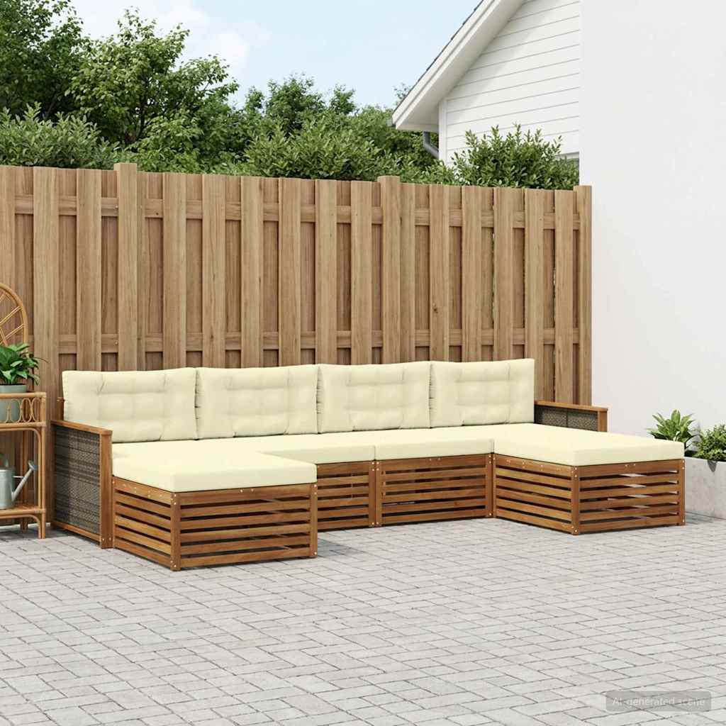 vidaXL Conjunto de sofás de exterior 6 uds. Madera de Acacia Sólida