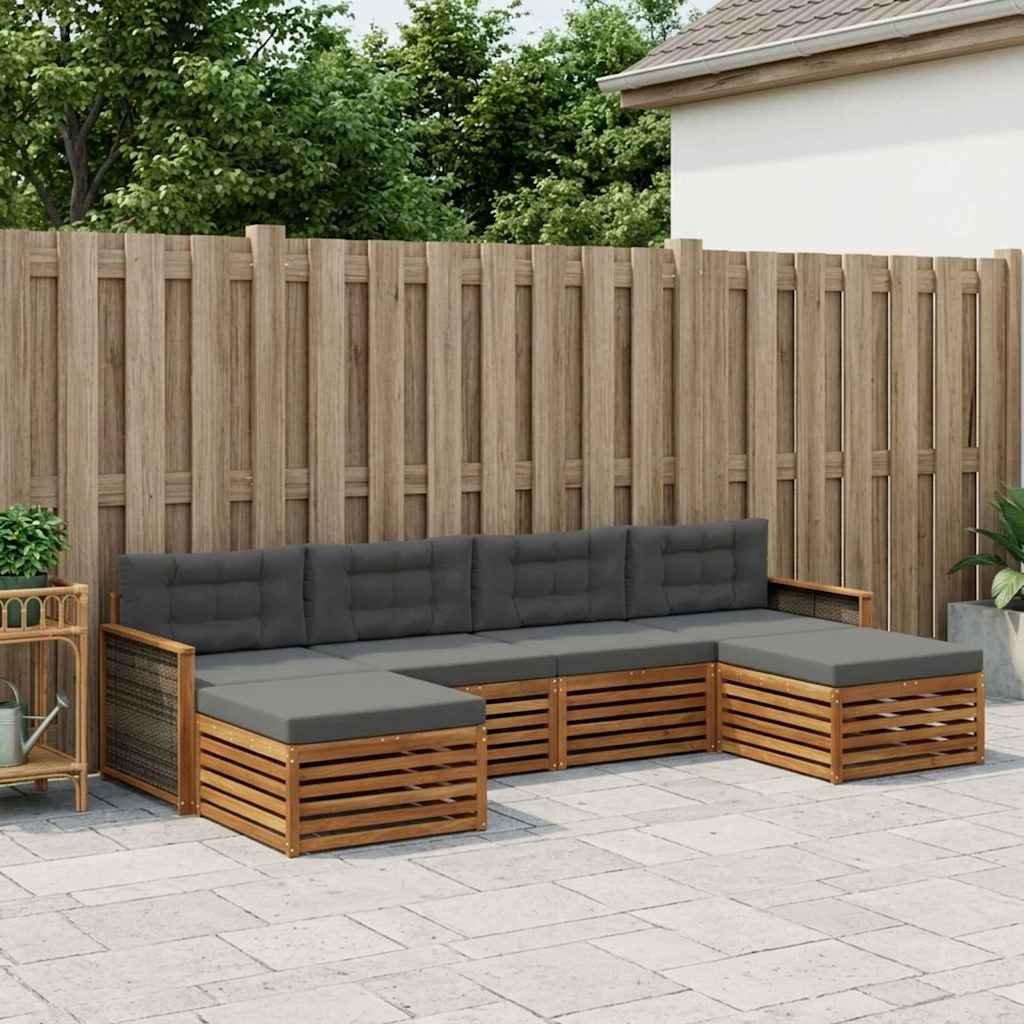 vidaXL Conjunto de sofás de exterior 6 uds. Madera de Acacia Sólida