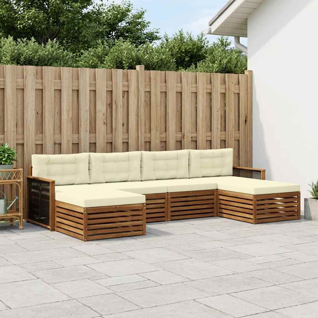 vidaXL Conjunto de sofás de exterior 6 uds. Madera de Acacia Sólida