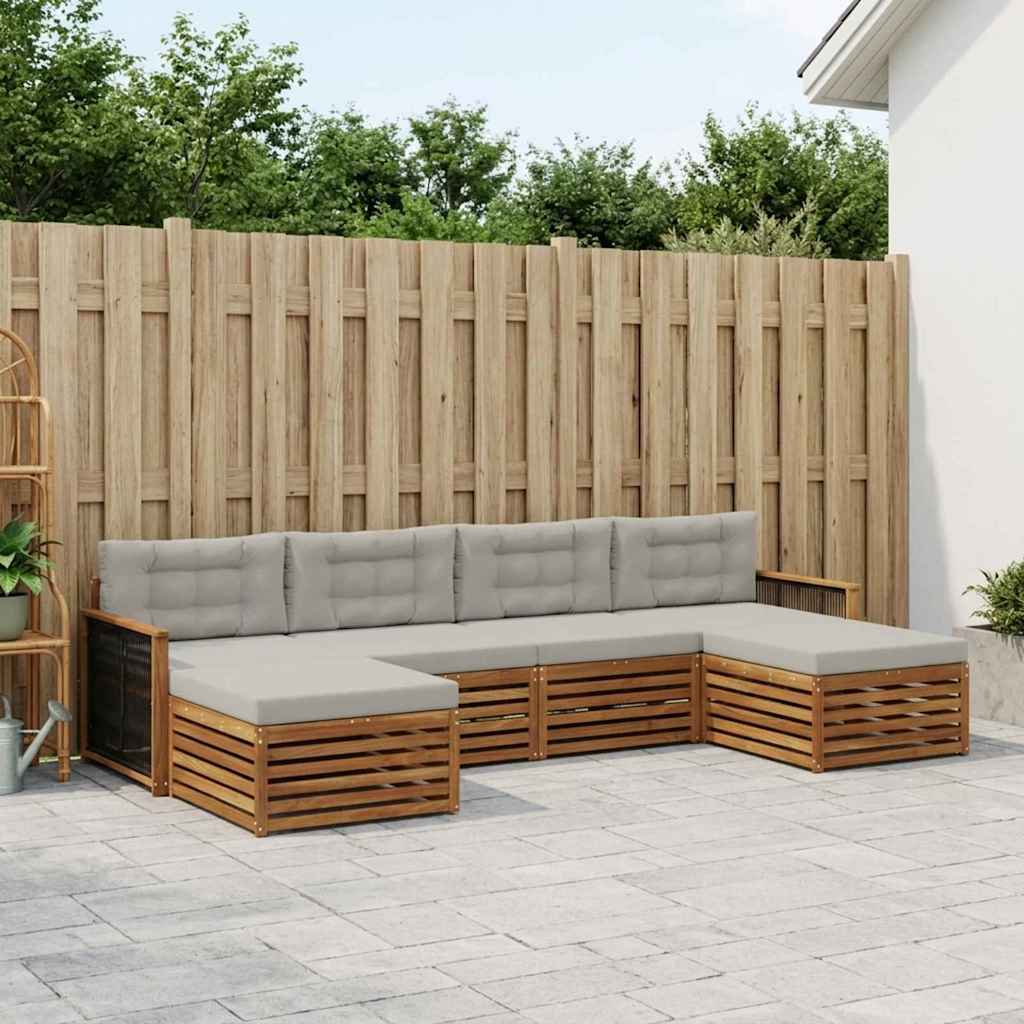 vidaXL Conjunto de sofás de exterior 6 uds. Madera de Acacia Sólida