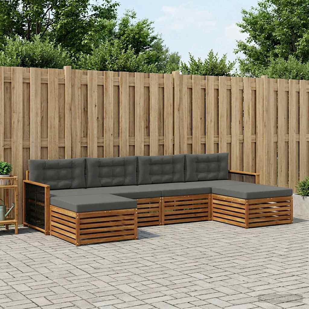 vidaXL Conjunto de sofás de exterior 6 uds. Madera de Acacia Sólida