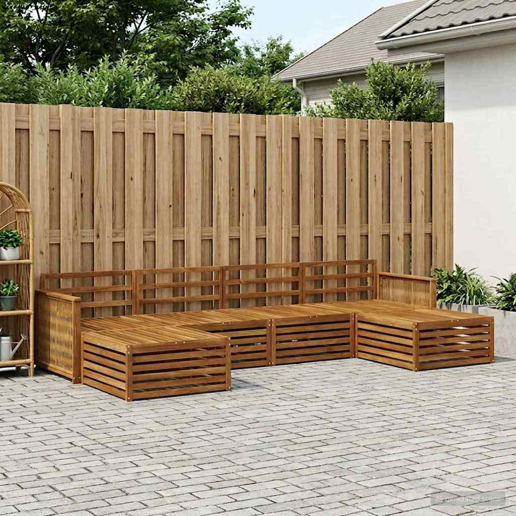 vidaXL Conjunto de sofás de exterior 6 uds. Madera de Acacia Sólida