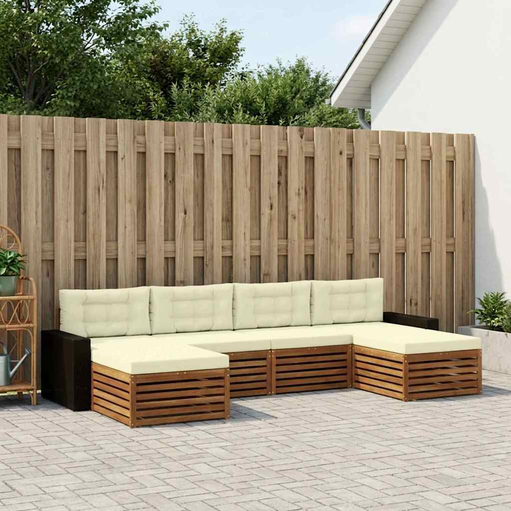 vidaXL Conjunto de sofás de exterior 6 uds. Madera de Acacia Sólida