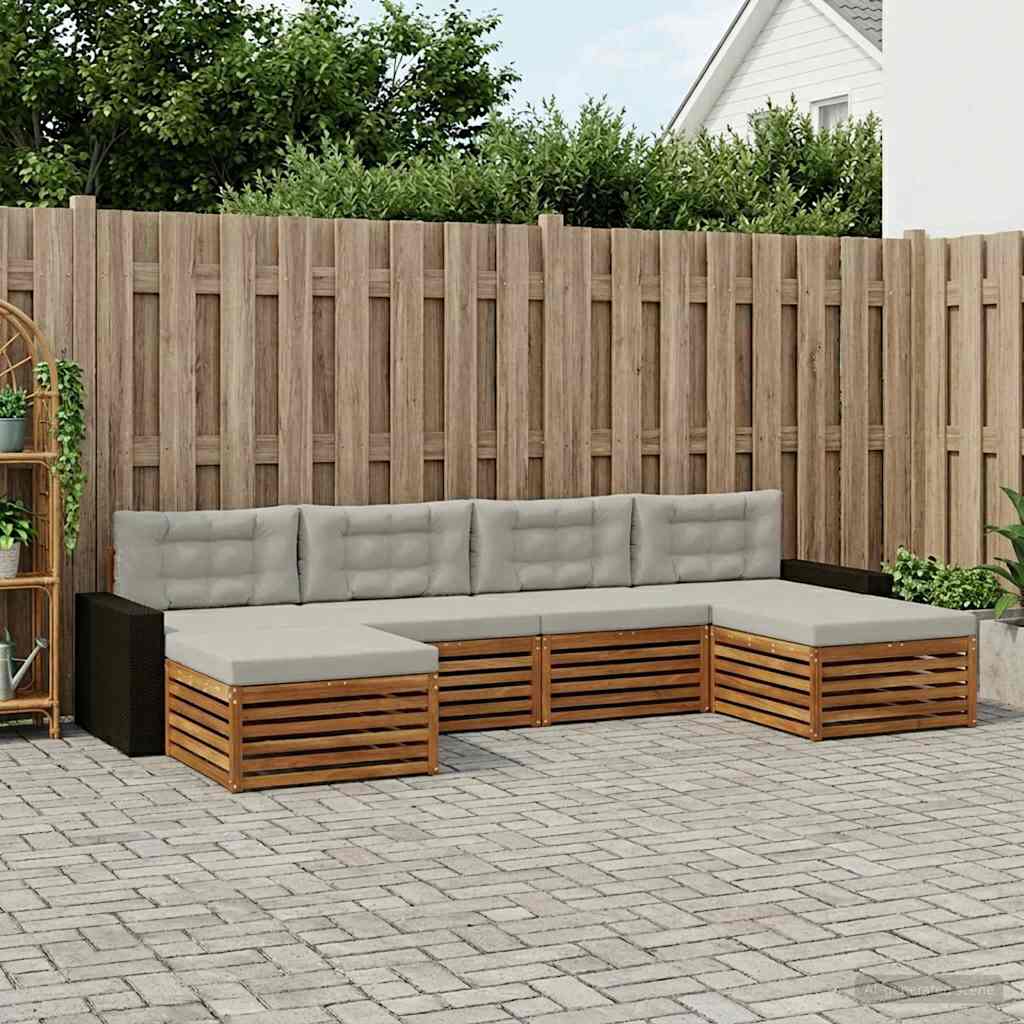 vidaXL Conjunto de sofás de exterior 6 uds. Madera de Acacia Sólida