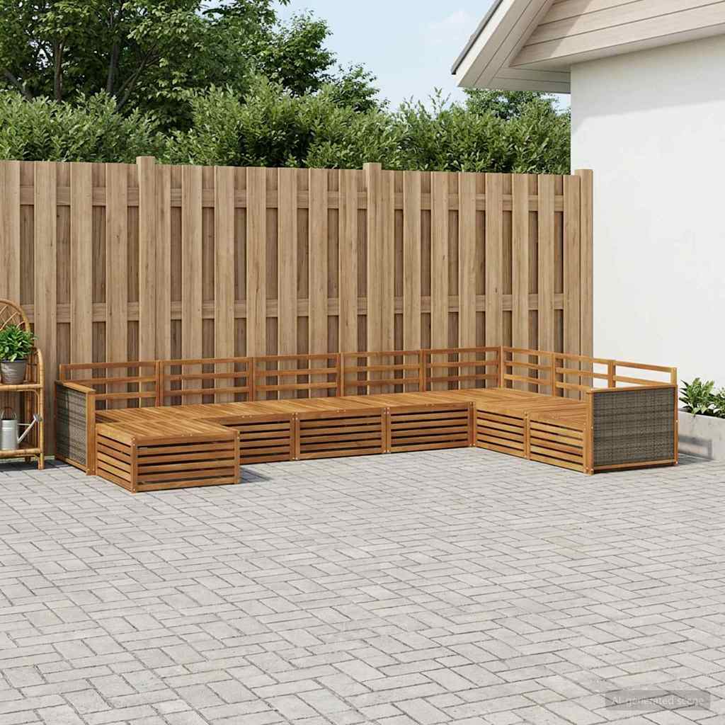 vidaXL Conjunto de sofás de exterior 8 uds. Natural