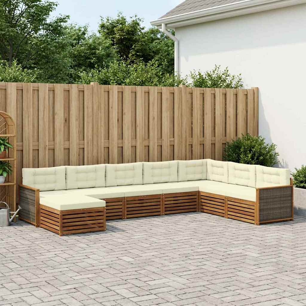 vidaXL Conjunto de sofás de exterior 8 uds. Natural y Crema