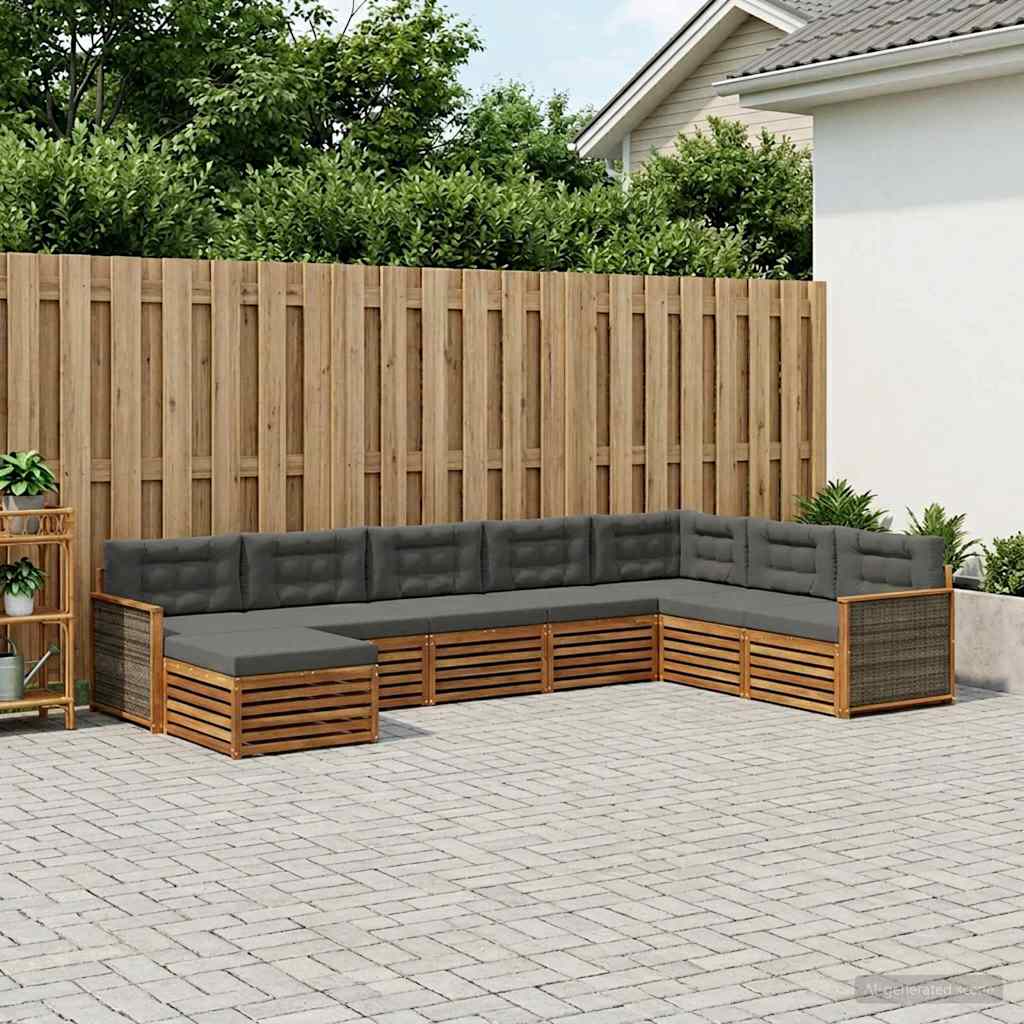 vidaXL Conjunto de sofás de exterior 8 uds. Natural y Antracita