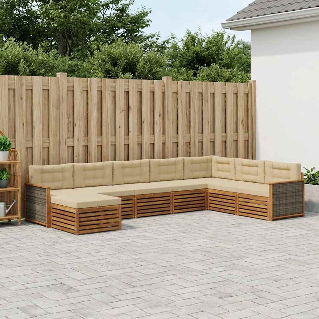 vidaXL Conjunto de sofás de exterior 8 uds. Natural y Beige