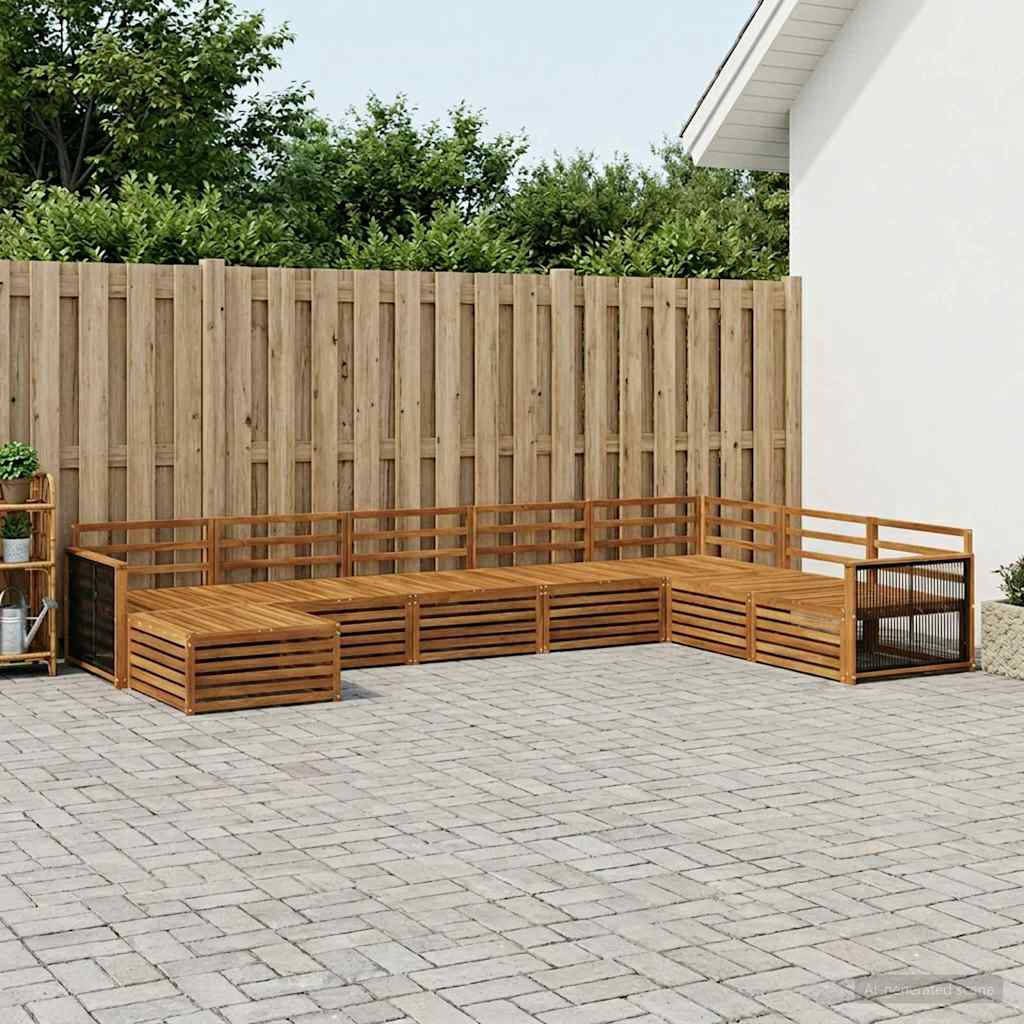 vidaXL Conjunto de sofás de exterior 8 uds. Natural