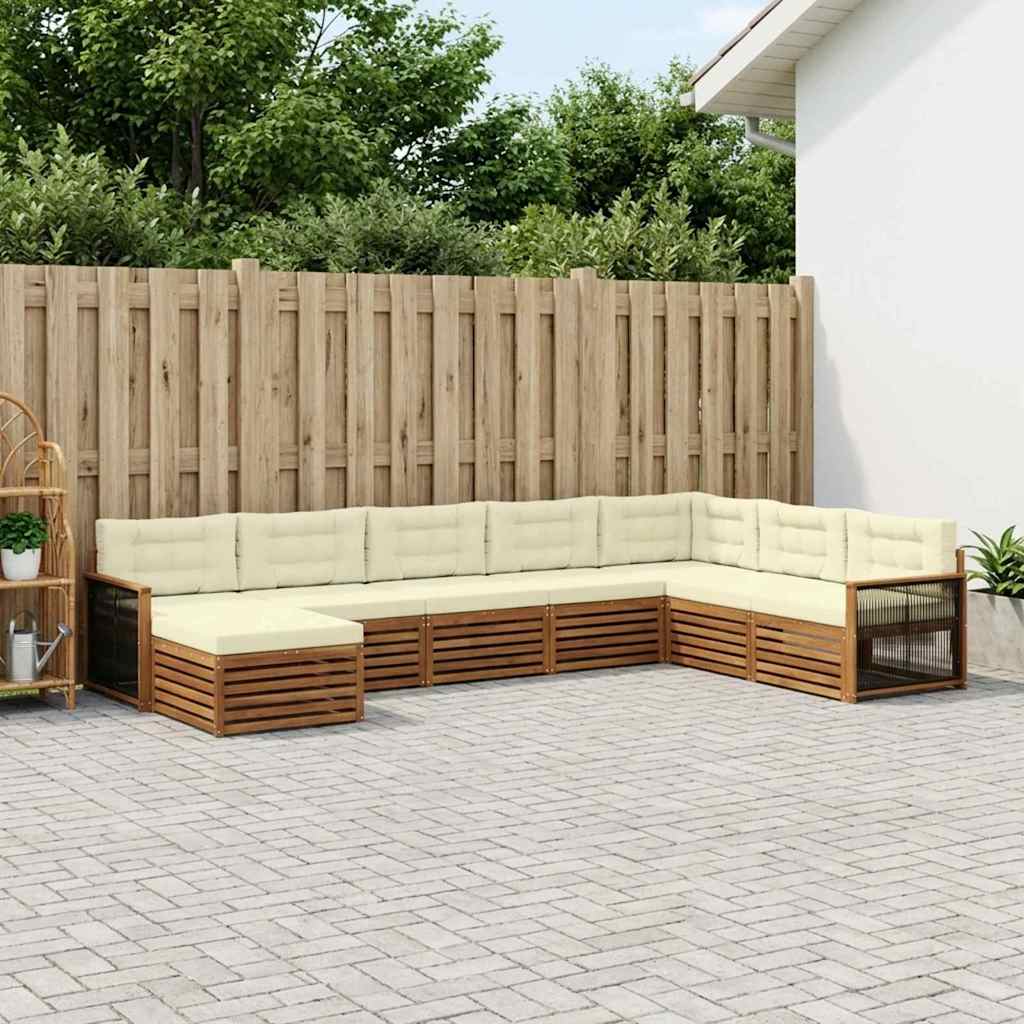 vidaXL Conjunto de sofás de exterior 8 uds. Natural y Crema
