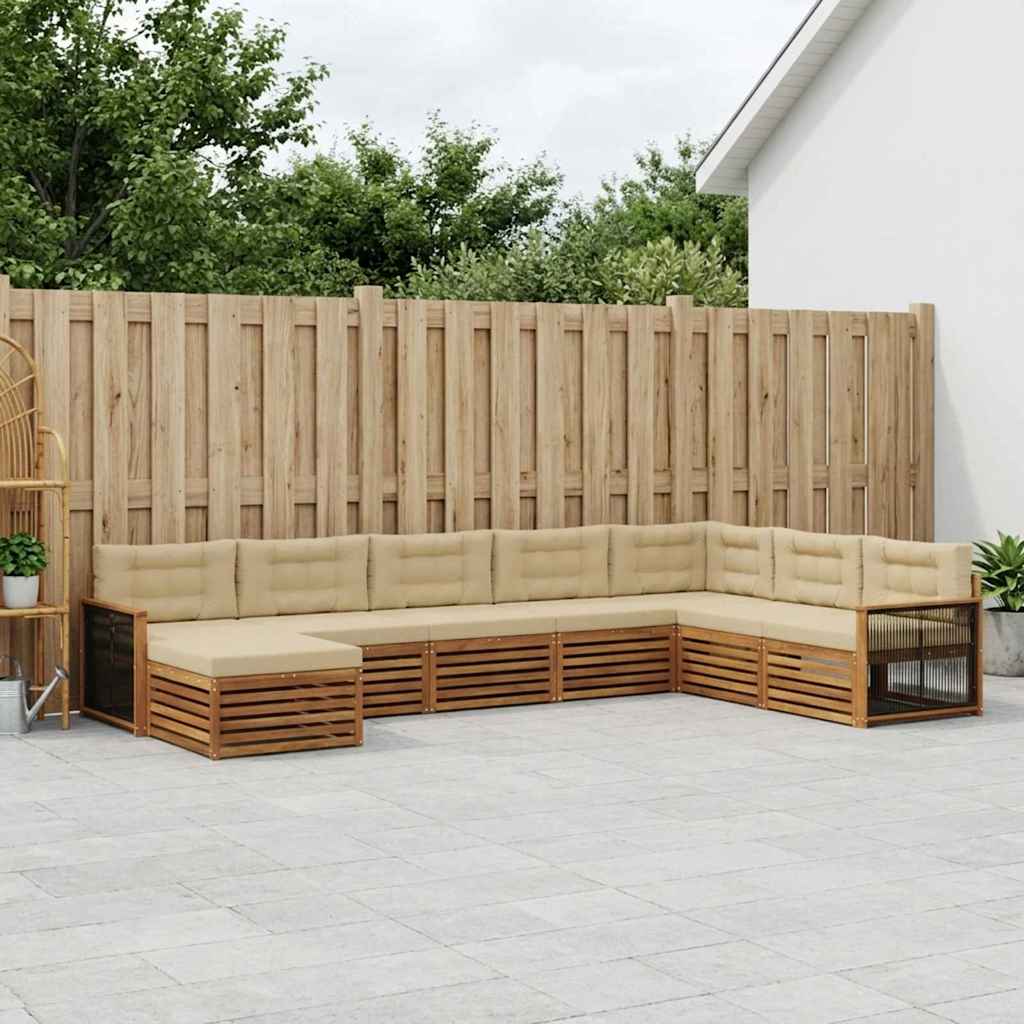 vidaXL Conjunto de sofás de exterior 8 uds. Natural y Beige
