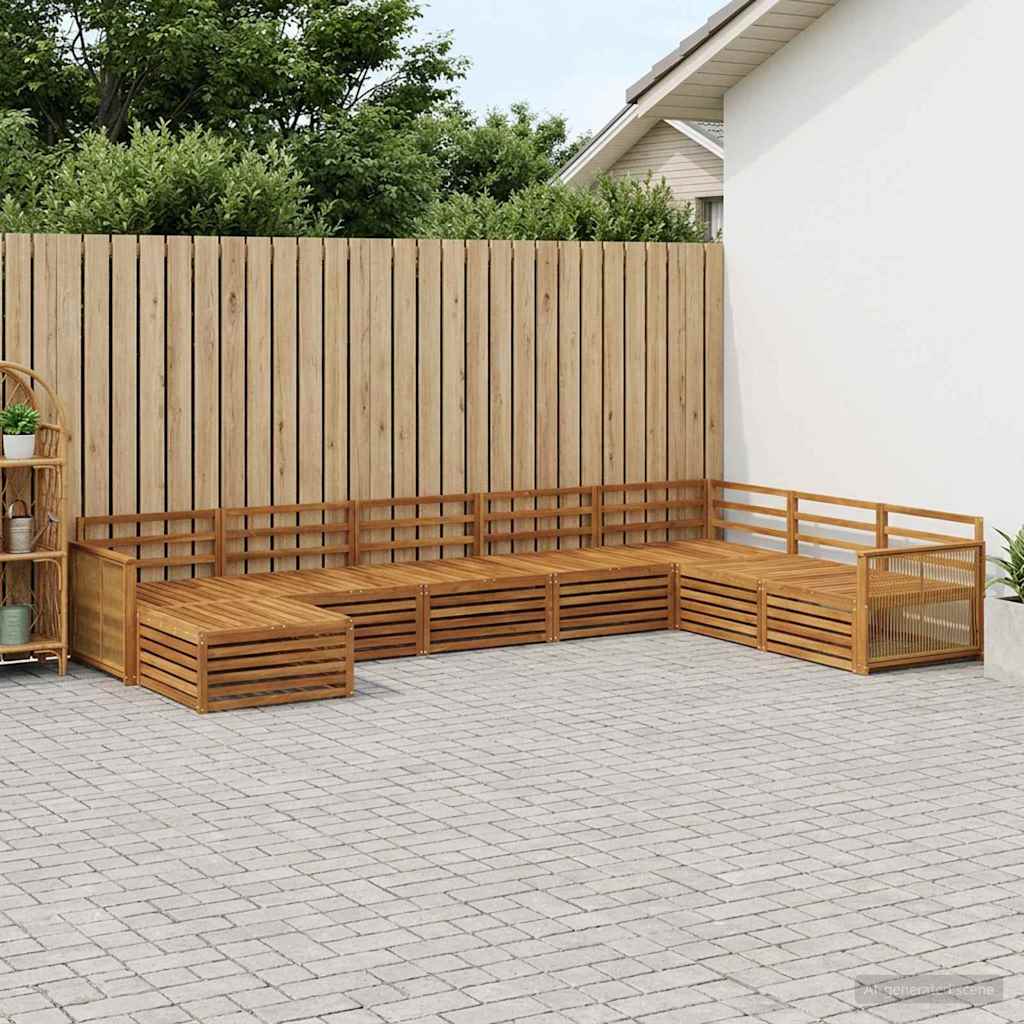 vidaXL Conjunto de sofás de exterior 8 uds. Natural