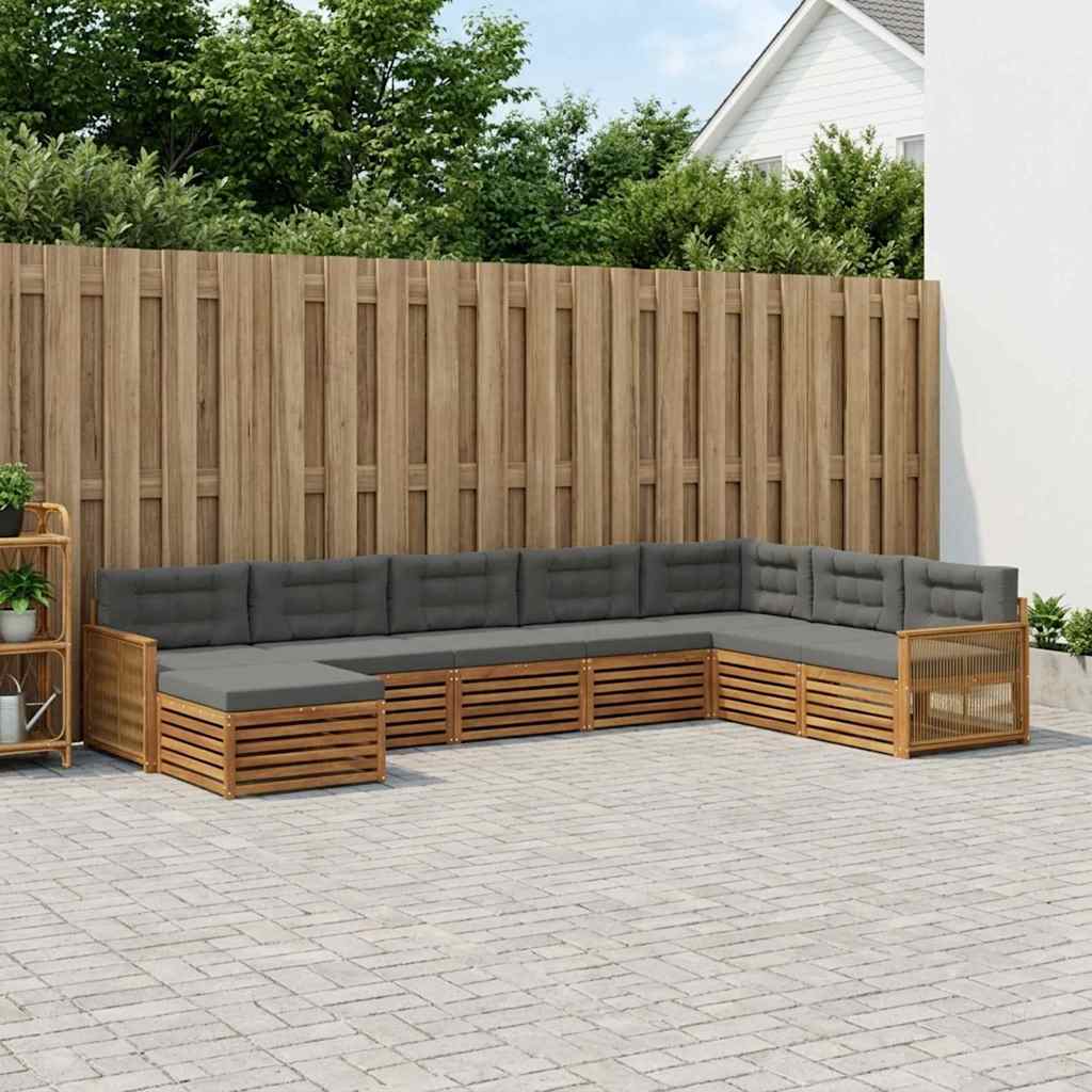 vidaXL Conjunto de sofás de exterior 8 uds. Natural y Antracita